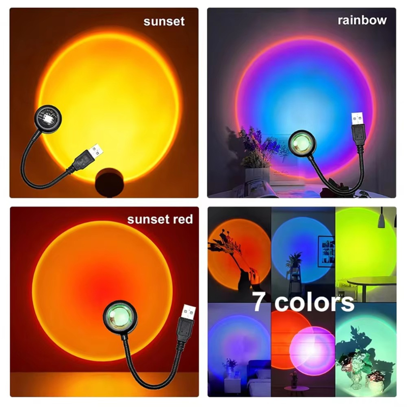 Home Cinema Led Projector - 1-4pcs Sunset Lamp LED Rainbow Neon