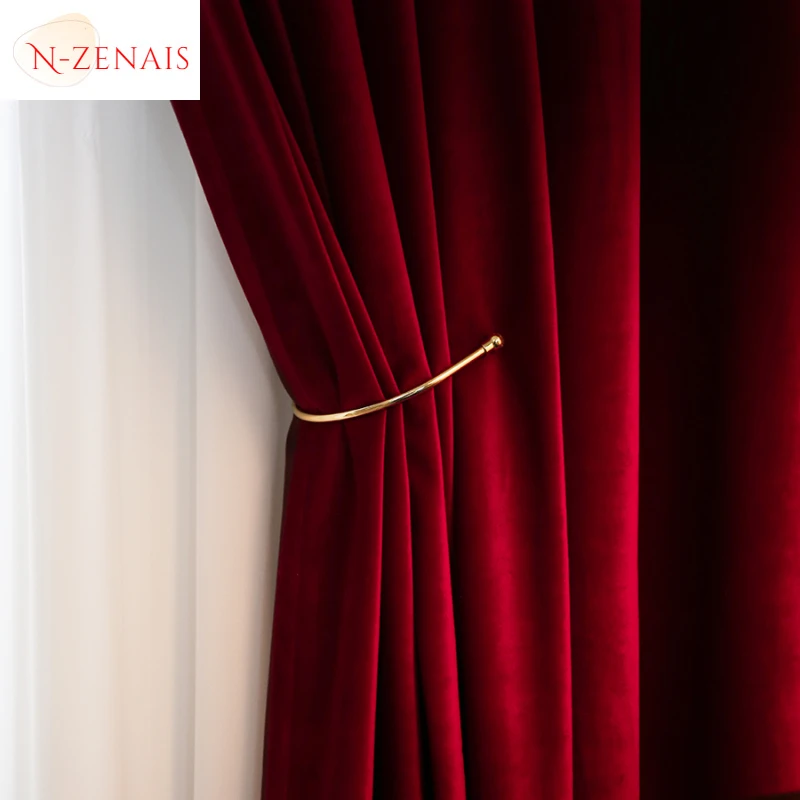 Blackout Curtain Thick - Modern Luxury Nordic Burgundy Red Velvet