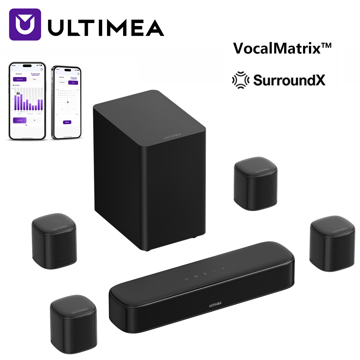 Home Cinema With Wireless Rear Speakers - ULTIMEA Aura S4T 7.1CH Soundbar with
