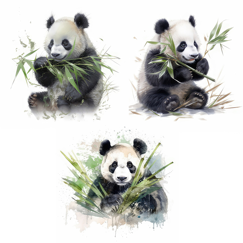 Home Cinema Wall - C76# Watercolor Panda Wall Stickers Children's