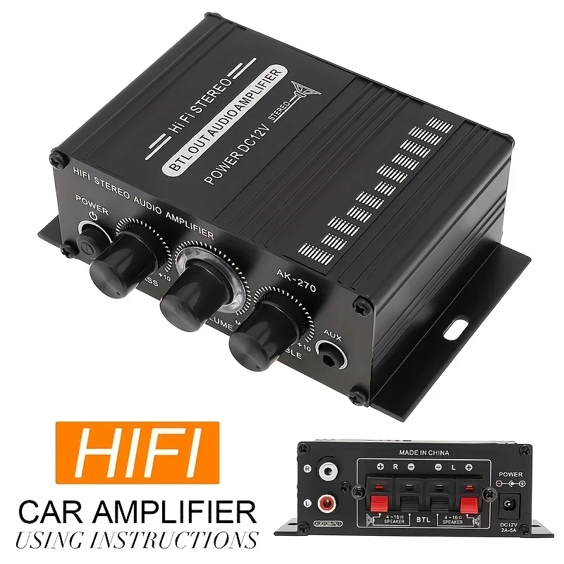 Home Cinema Mini - AK-270 400W Mini Power Amplifier 12V/24V