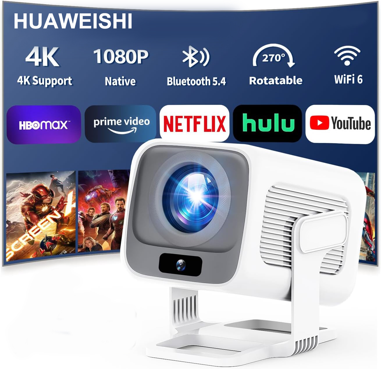 Home Cinema Entertainment - HUAWEISHI 4K Projector Android Native Portable