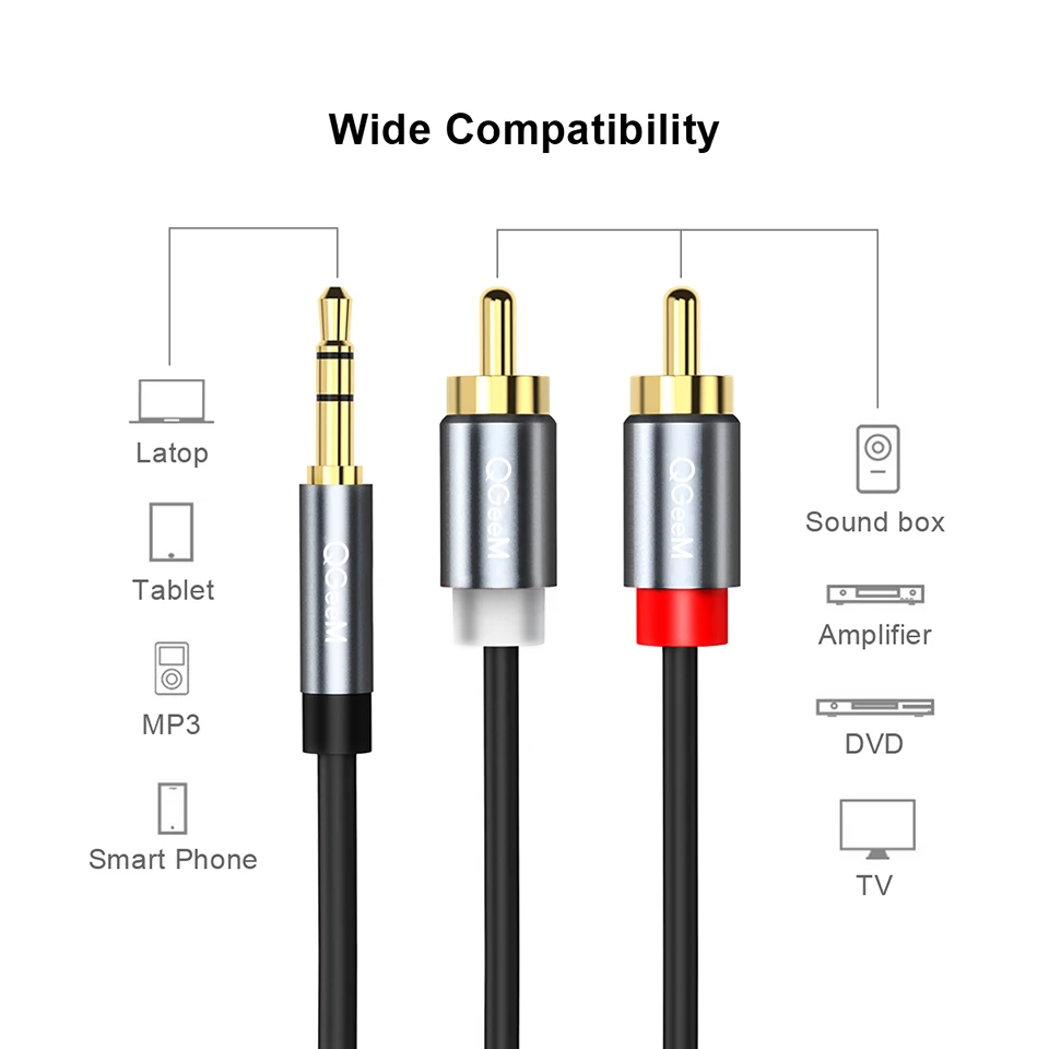 QGeeM RCA Cable 2RCA to 3.5 Au - огляд і ціна Home Cinema Subwoofer
