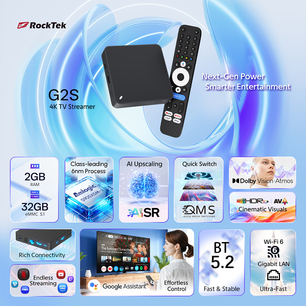 RockTek G2S UHD Google TV Box  - огляд і ціна Home Cinema Dolby Atmos