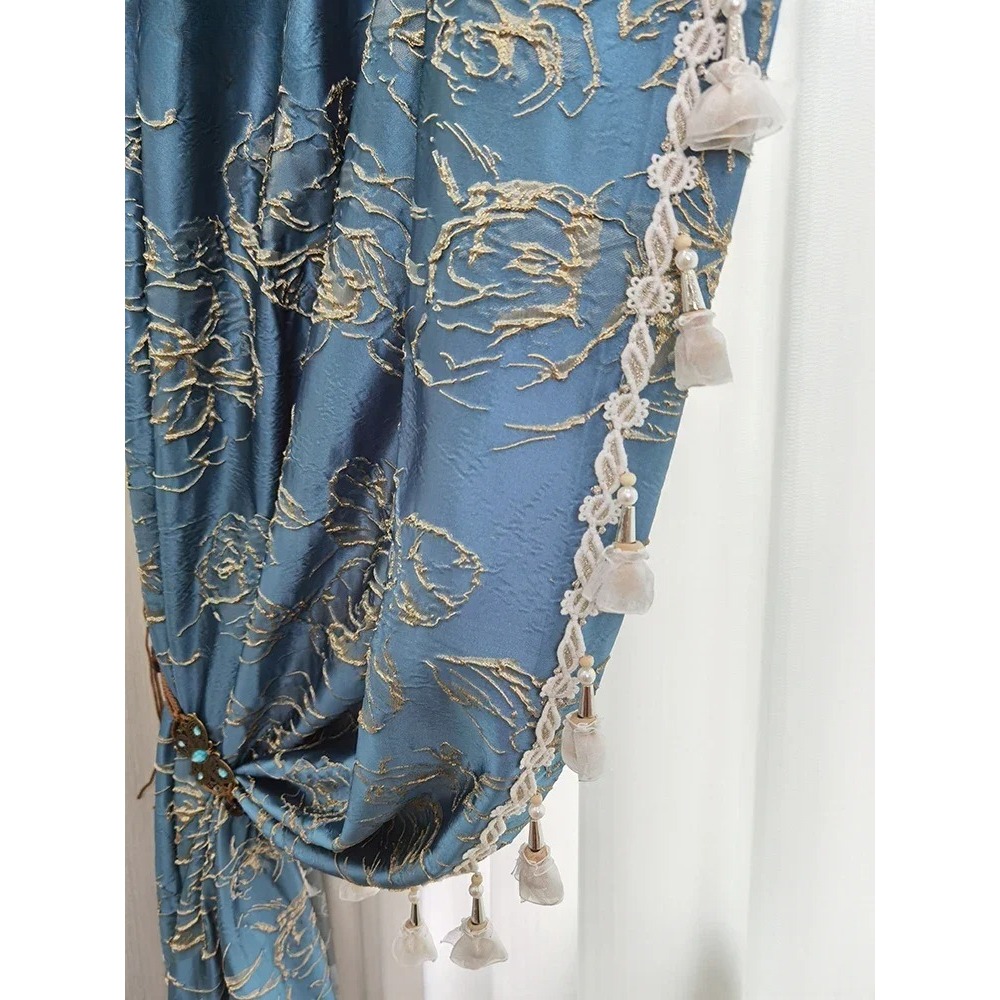 Blue Relief Rose Jacquard Blac - огляд і ціна Blackout Curtain Thick