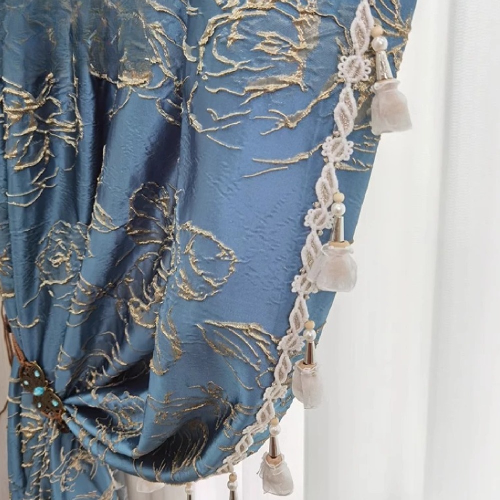 Blue Relief Rose Jacquard Blac - огляд і ціна Blackout Curtain Thick