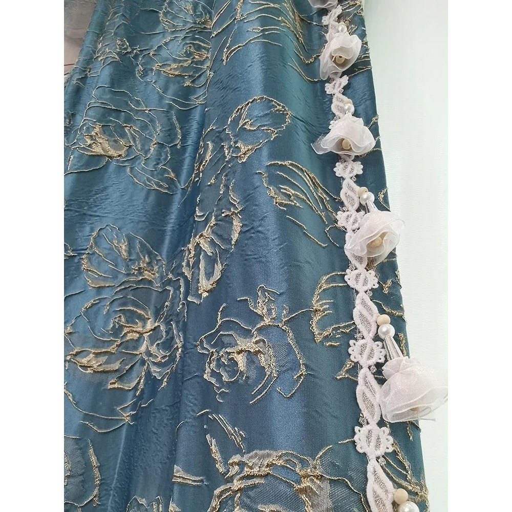 Blue Relief Rose Jacquard Blac - огляд і ціна Blackout Curtain Thick