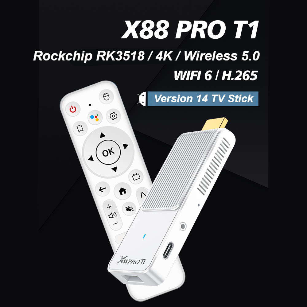 X88 T1 TV Stick Android14 Rock - огляд і ціна Home Cinema Quad