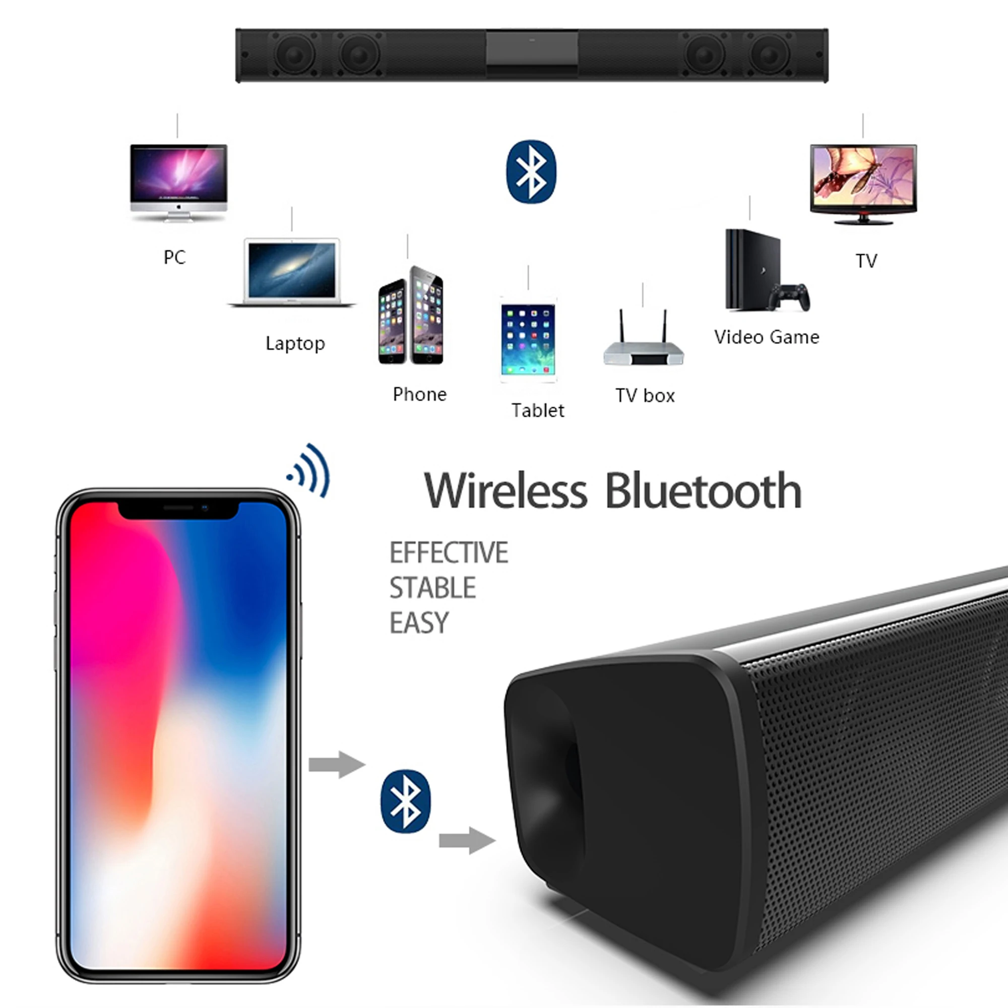 40W High Power Soundbar for TV - огляд і ціна Home Cinema With Wireless Rear Speakers