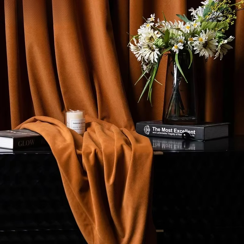 Orange Herringb Velvet Curtain - огляд і ціна Blackout Curtain Thick