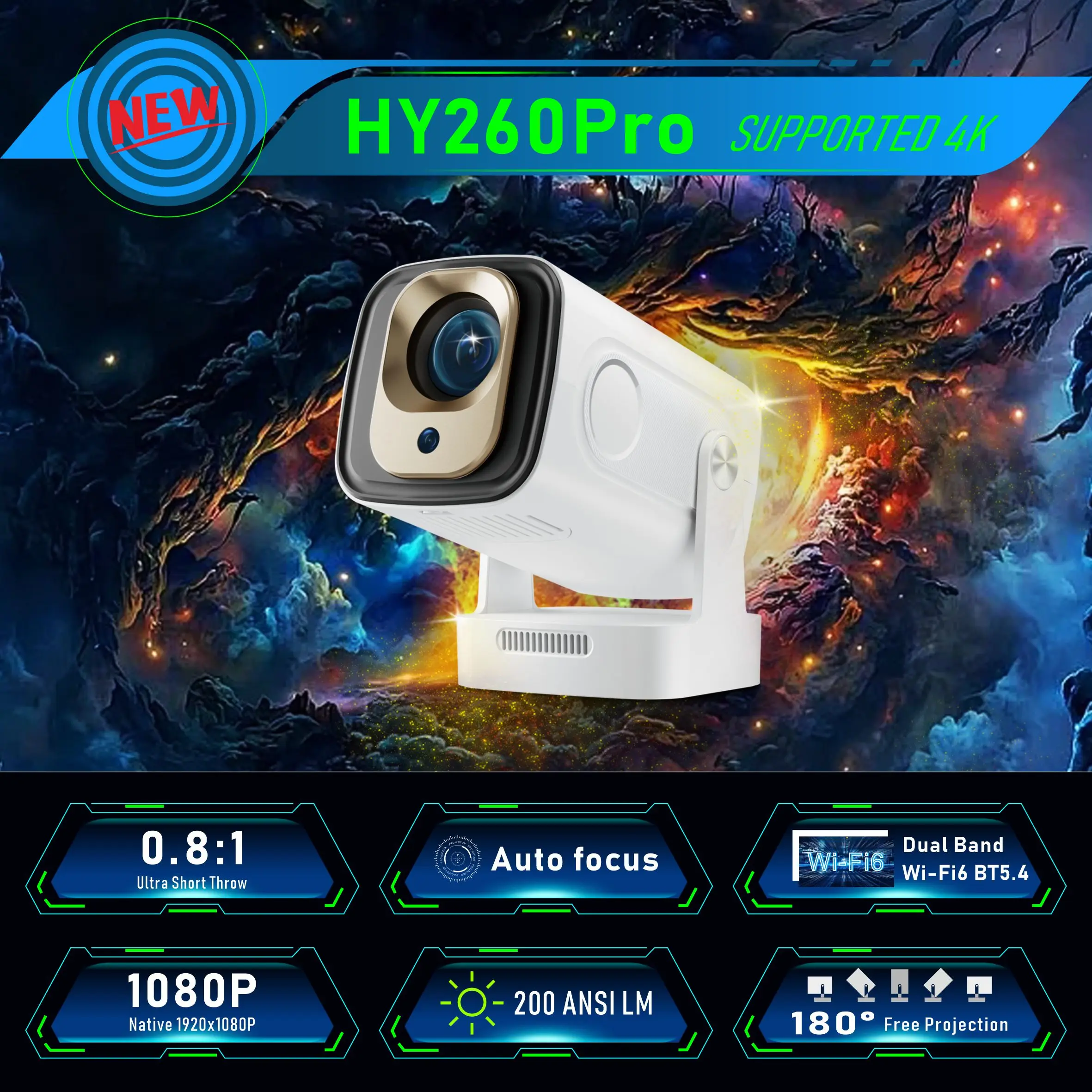 HY260Pro Smart Projector Suppe - огляд і ціна Home Cinema Quad