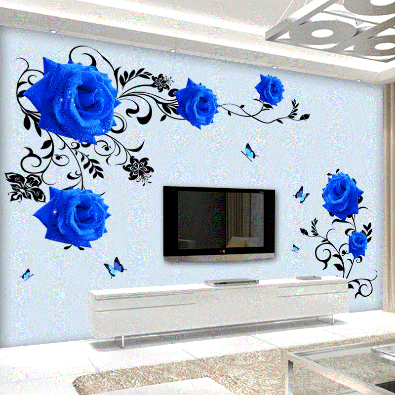 Large Size Blue Rose Flowers W - огляд і ціна Home Cinema Wall