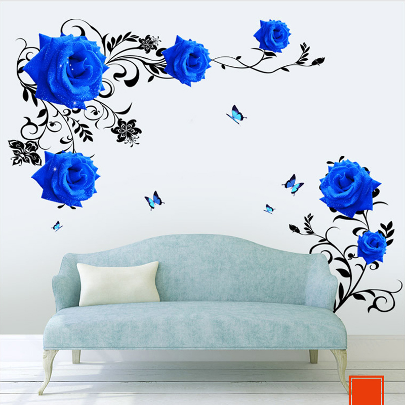 Large Size Blue Rose Flowers W - огляд і ціна Home Cinema Wall