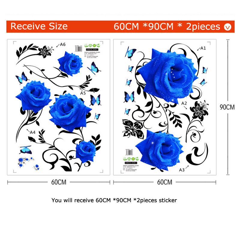 Large Size Blue Rose Flowers W - огляд і ціна Home Cinema Wall